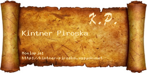 Kintner Piroska névjegykártya